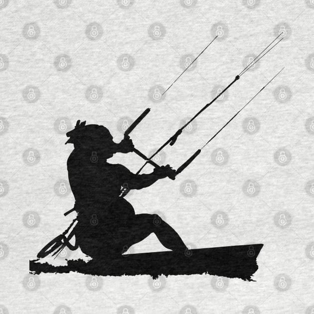 Kitesurfer Action Water Sports Artistic Black Silhouette by taiche